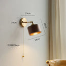 Helnys Copper LED Wall Sconce Pull Chain Switch Modern Wood Wall Light Fixtures