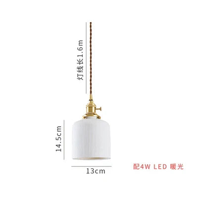 Helnys White Ceramic Brass Pendant Lights for Restaurant Bedroom - Nordic Style
