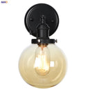 Helnys Industrial Glass Ball Wall Sconce Black Wall Light for Bathroom Mirror