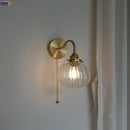 Helnys Modern Copper Wall Sconce with Little Glass Ball LED, Plug In Switch