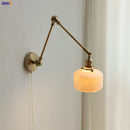 Helnys Copper Long Arm Wall Sconce Pull Chain Switch Bedroom Stair Light