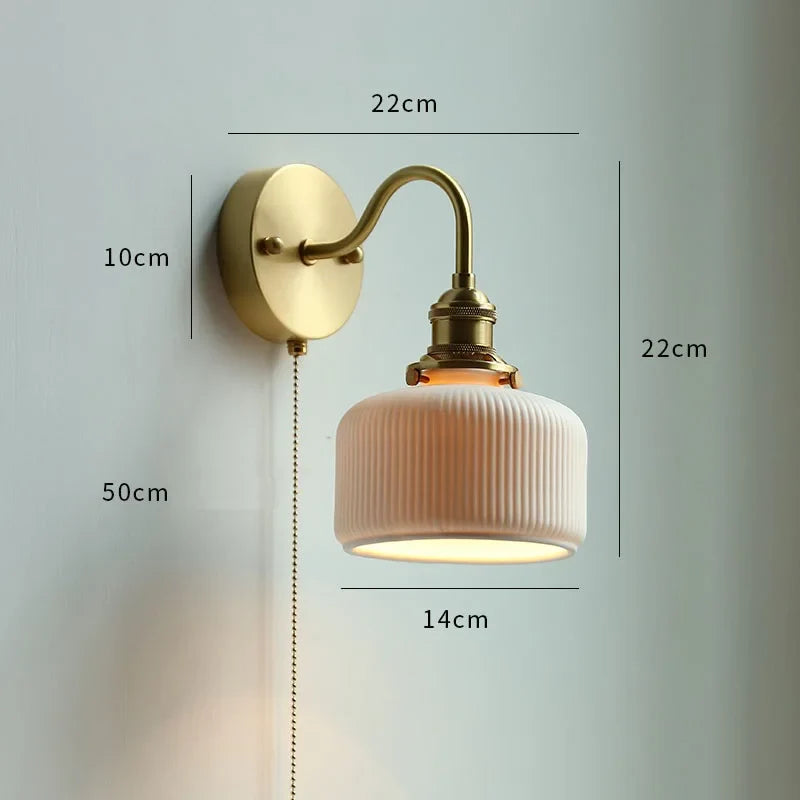 Helnys Glass LED Mirror Light Pull Chain Switch Wall Sconce_Luminaria