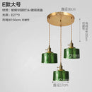 Helnys Nordic Green Glass Copper Switch Pendant Light for Modern Home Lighting