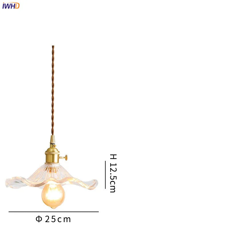 Helnys Glass Copper Pendant Light Nordic Style LED Hanging Lamp Fixtures
