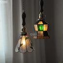 Helnys Nordic Glass Copper Pendant Light with Wood Knob Switch
