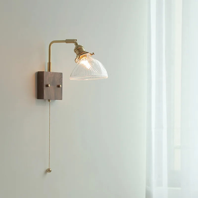 Helnys Clear Glass LED Wall Light with Pull Chain Switch - Modern Nordic Wall Lamp
