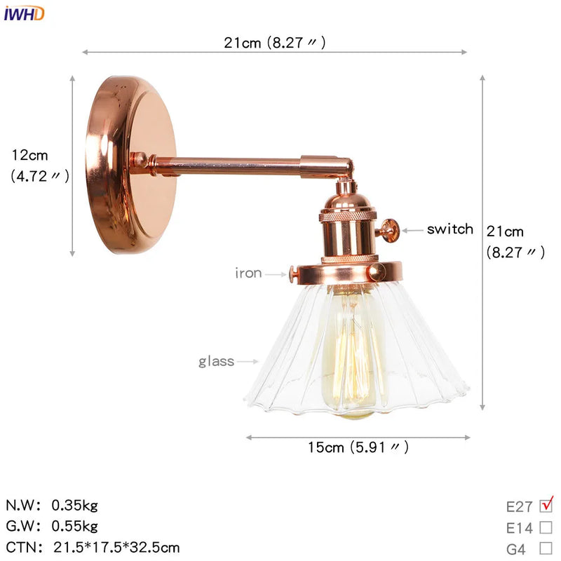 Helnys Ceramic LED Wall Sconce Rose Gold Bedroom Stair Light