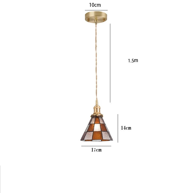 Helnys Nordic Copper LED Glass Pendant Lamp for Cafe Bedroom Restaurant
