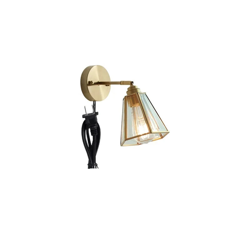 Helnys Copper LED Wall Lamp Sconce Glass Lampshade Nordic Modern Wall Light