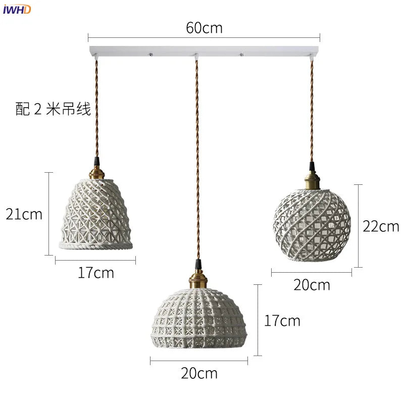Helnys Nordic Ceramic Pendant Lamp Japan Style Copper Hanging Light