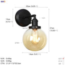 Helnys Industrial Glass Ball Wall Sconce Black Wall Light for Bathroom Mirror