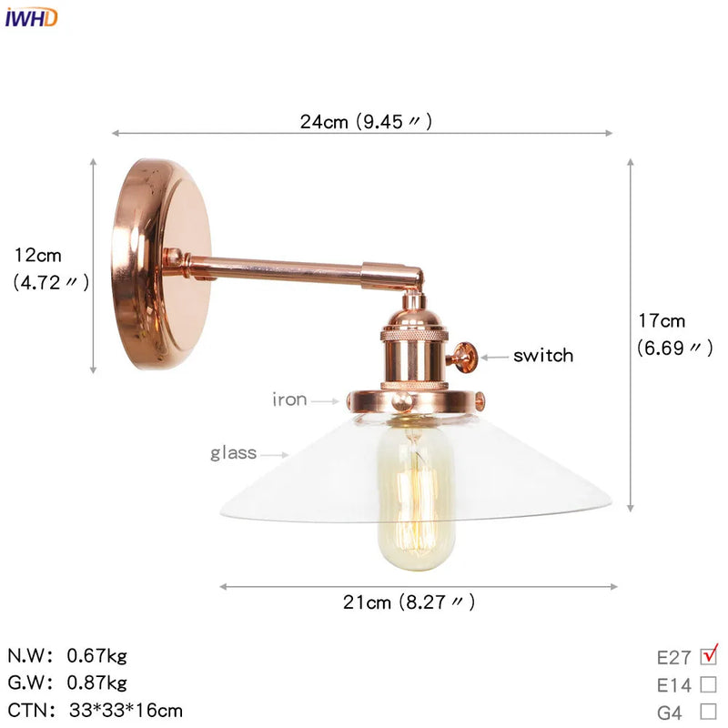 Helnys Ceramic LED Wall Sconce Rose Gold Bedroom Stair Light