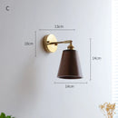 Helnys Copper LED Wall Sconce Pull Chain Switch Modern Wood Wall Light Fixtures