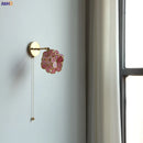 Helnys Pink Petal LED Wall Sconce with Pull Chain Switch