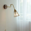 Helnys Vintage Wall Lamp with Pull Chain and Wood Base