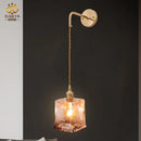 Helnys Amber Glass Wall Lamp Switch Bedroom Living Room Stair Light LED