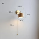 Helnys Nordic LED Wall Light Pull Chain Switch Walnut Sconce