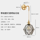 Helnys Copper LED Wall Lights Fixtures Switch Stair Light Glass Wall Lamp Sconce