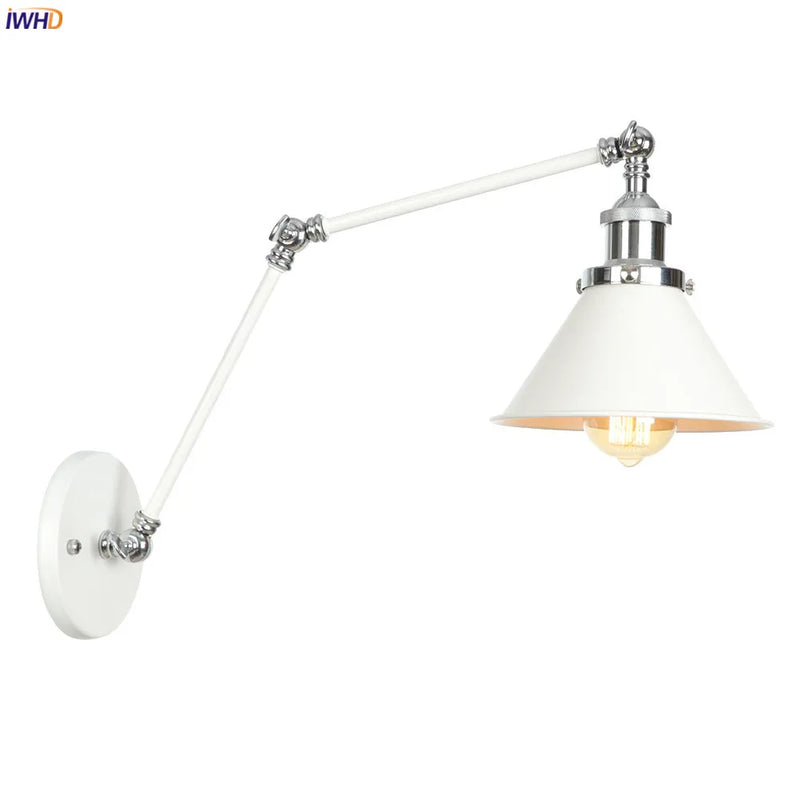 Helnys Swing Arm Wall Lamp Vintage Industrial Style with Edison Bulb