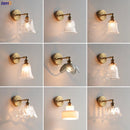 Helnys Glass LED Wall Light Switch Pure Copper Bedroom Living Room Lamp