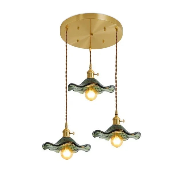 Helnys Glass Copper Pendant Light Nordic Style LED Hanging Lamp Fixtures
