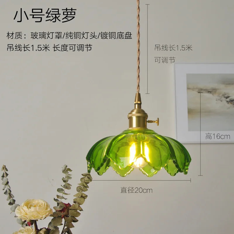 Helnys Copper Glass LED Pendant Lamp Switch Amber Nordic Hanging Lights