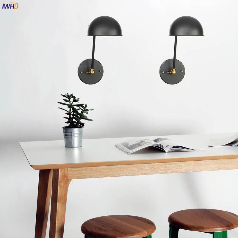 Helnys Single Swing Long Arm Wall Light Retro Loft Industrial Vintage Wall Lamp