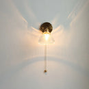 Helnys Green Glass LED Wall Lights - Pull Chain Switch, Adjustable Up And Down