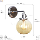 Helnys Amber Glass Ball LED Wall Lamp for Home Bedroom Stair Mirror Switch