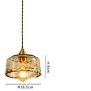 Helnys Vintage Wood Copper Pendant Lights Amber Glass Japanese Style LED