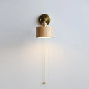 Helnys Nordic LED Wall Light Pull Chain Switch Walnut Sconce
