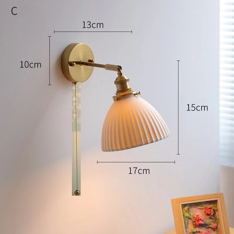Helnys Ceramic LED Wall Sconce with Knob Switch