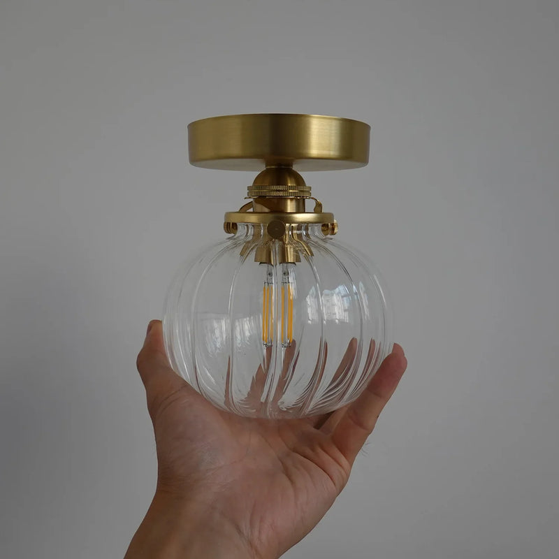 Helnys Modern Copper Wall Sconce with Little Glass Ball LED, Plug In Switch