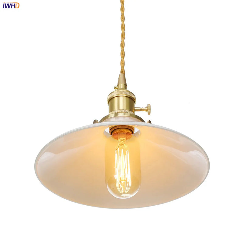 Helnys Nordic White Glass Pendant Light with Japan Copper Finish
