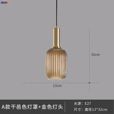 Helnys Nordic Glass Pendant Lights LED Hanging Lamp for Bedroom Living Room