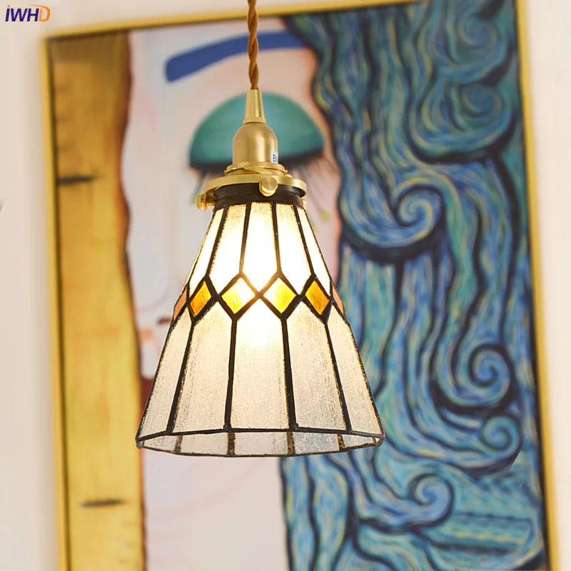 Helnys Nordic Glass Copper Pendant Lamp for Bedroom Living Room Decor
