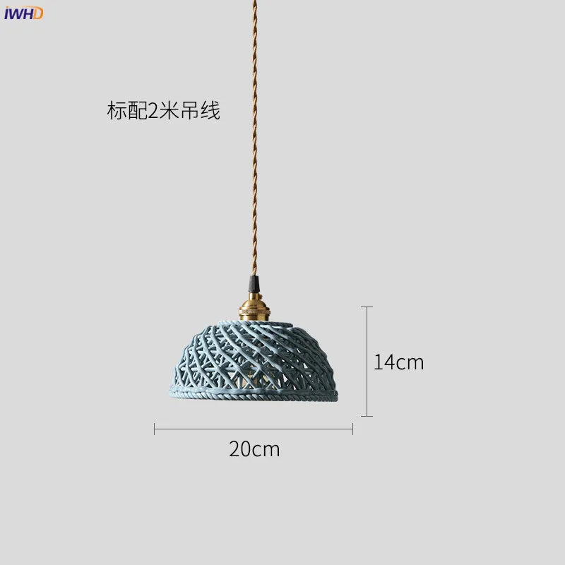 Helnys Nordic Ceramic Pendant Lamp Japan Style Copper Hanging Light