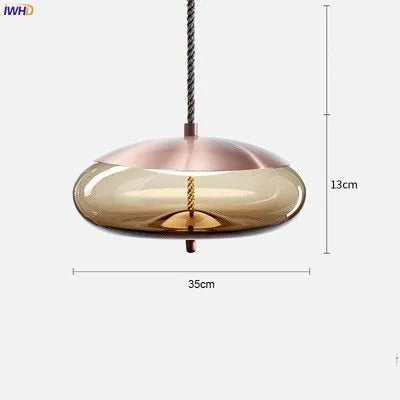 Helnys Nordic Glass LED Pendant Light Fixture Modern Dining Room Hanging Lamp