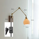 Helnys Copper Swing Arm Wall Lamp Sconce - LED Bedroom Living Room Light