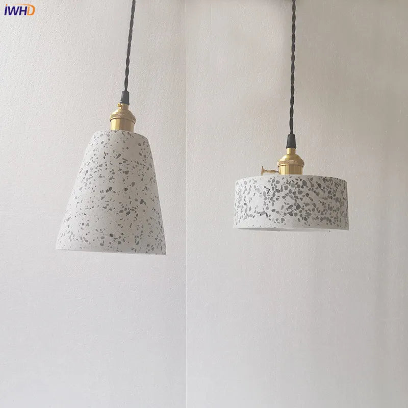 Helnys Nordic White Cement Pendant Lights - Modern Hanging Lamp Fixtures