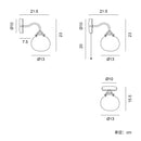 Helnys Modern Copper Wall Sconce with Little Glass Ball LED, Plug In Switch