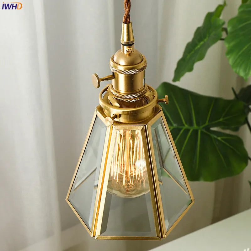 Helnys Copper Glass Pendant Light | Nordic Style LED Hanging Lamp for Home and Cafe