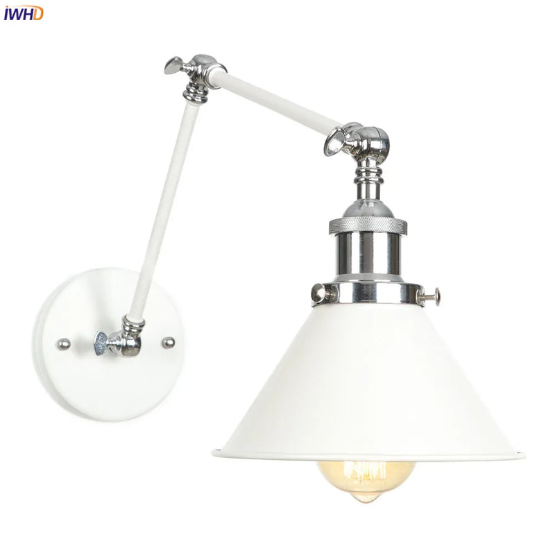 Helnys Swing Arm Wall Lamp Vintage Industrial Style with Edison Bulb