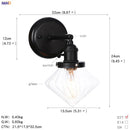 Helnys Industrial Glass Ball Wall Sconce Black Wall Light for Bathroom Mirror