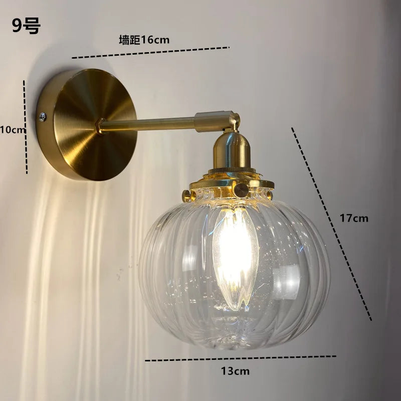 Helnys Green Glass Copper Wall Sconce Modern Nordic Luminaria Lighting