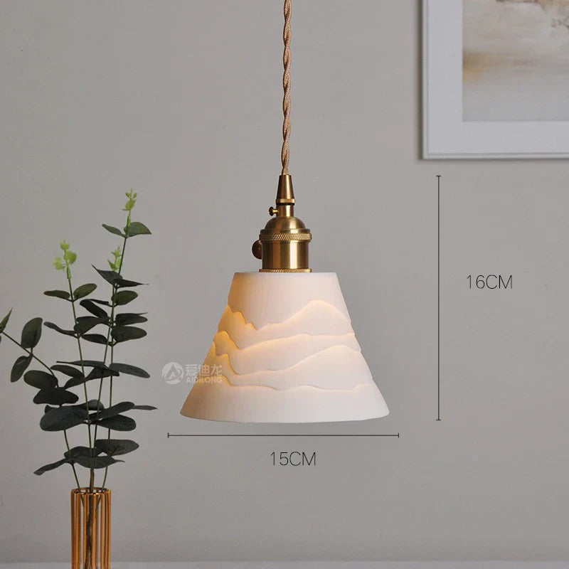 Modern Helnys Nordic White Ceramic LED Pendant Lights with Knob Switch for Elegant Home Decor