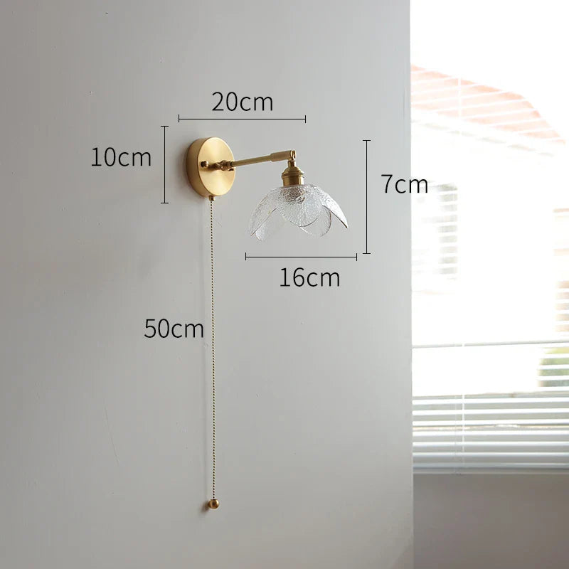 Helnys Green Glass LED Wall Lights with Pull Chain Switch