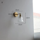 Helnys Glass LED Wall Light Switch Pure Copper Bedroom Living Room Lamp