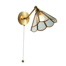 Helnys Nordic Copper Glass LED Wall Light with Pull Chain Switch