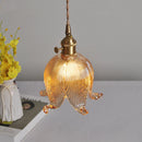 Helnys Amber Glass LED Pendant Lights - Modern Nordic Copper Hanging Lamp